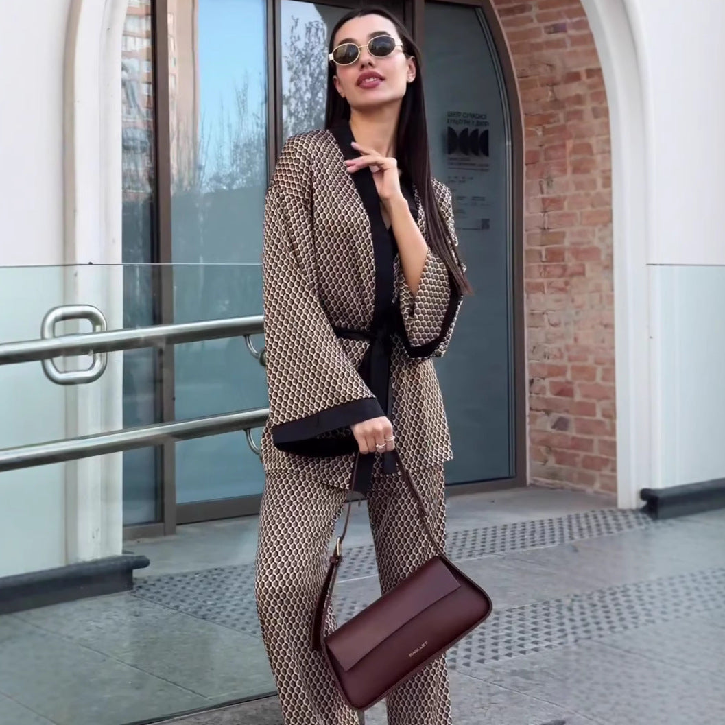 Damer Elegant Kimono-Sæt med bredt ærme Stilla