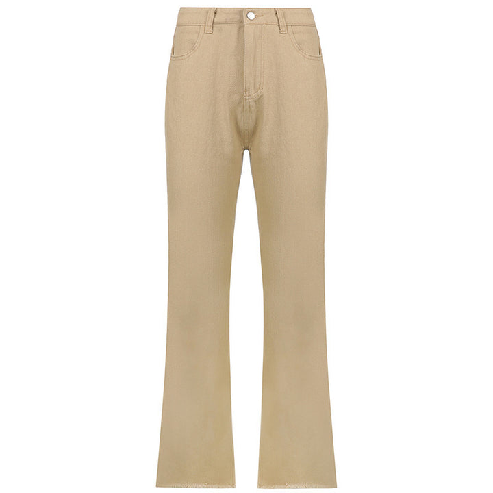 Dame High-Waist Baggy Jeans med bred ben Stilla