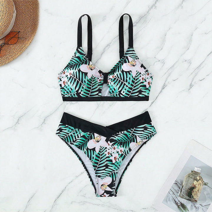 Dame bikini-sæt med floral design og justerbare stropper Stilla