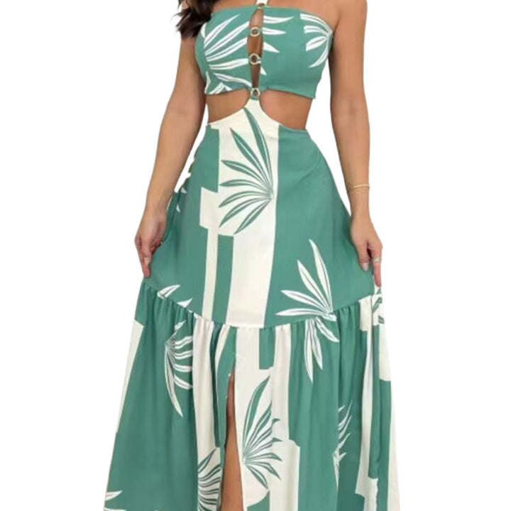 Femme Cut-Out Maxi Kjole med Knapdetaljer Stilla