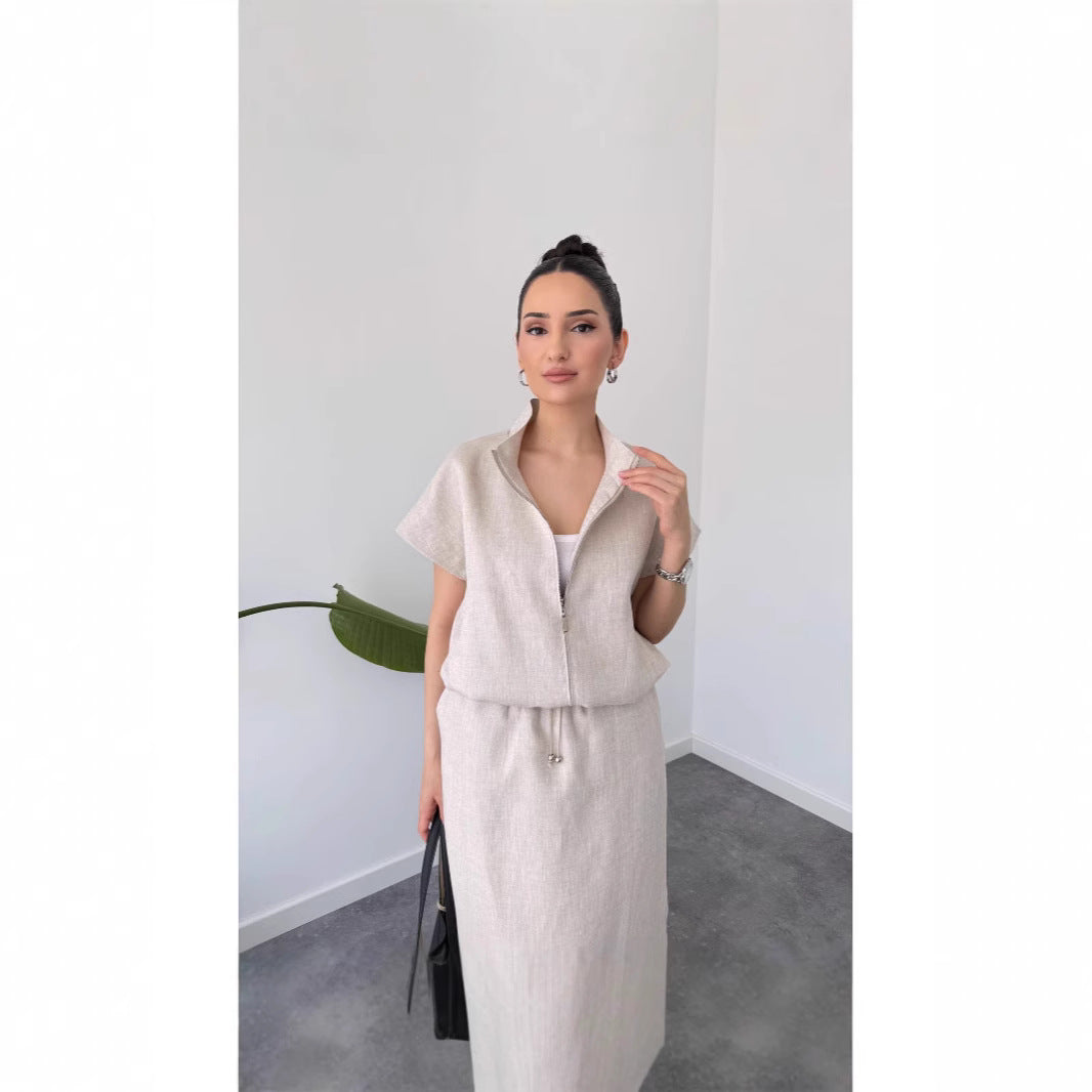 Dame stilfuld Zip-Up Midi-Kjole Stilla