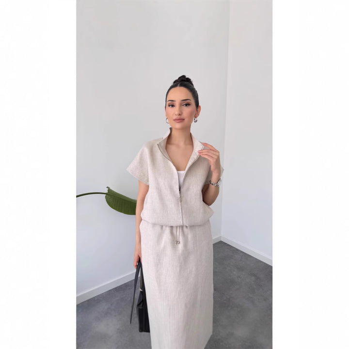 Dame stilfuld Zip-Up Midi-Kjole Stilla