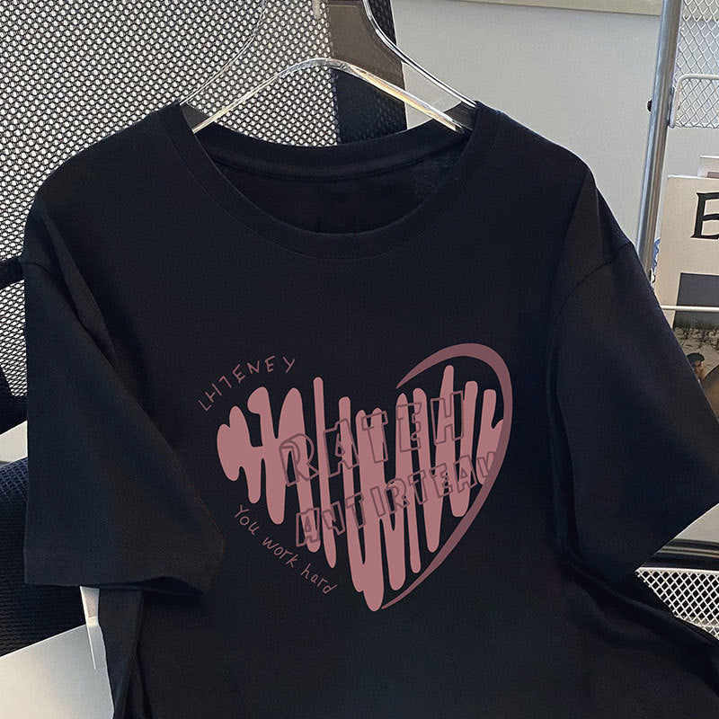 Dame T-shirt med kreativt hjerte motiv og inspirerende tekst Stilla