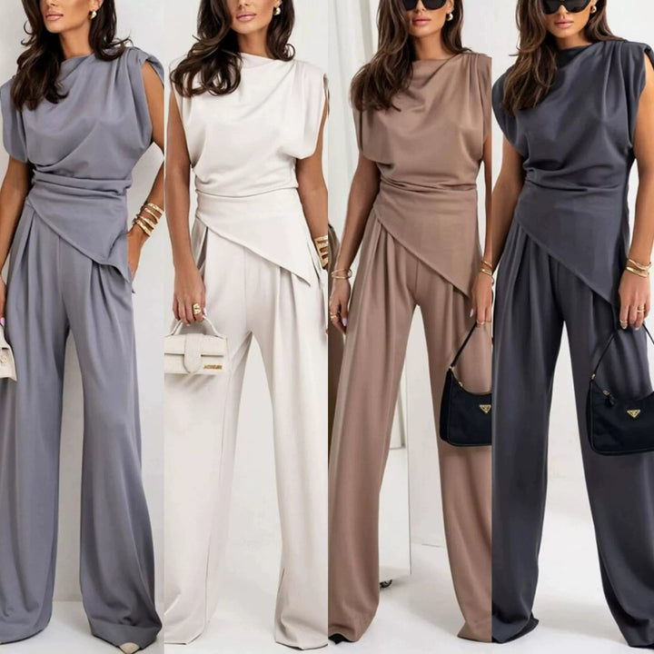 Dame Elegant overall-sæt med asymmetrisk design og brede ben Stilla