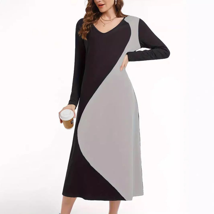 Dame Maxikjole med moderne geometrisk design Stilla
