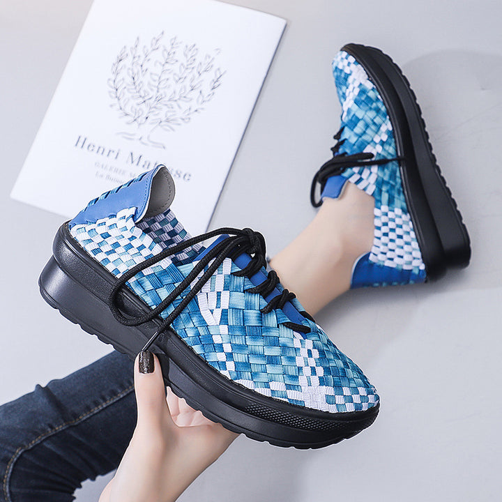 Dame Woven Casual Sneakers med forhøjet sål og åndbart design Stilla