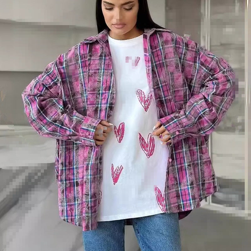Dame Oversized Karo skjorte med afslappet snit Stilla