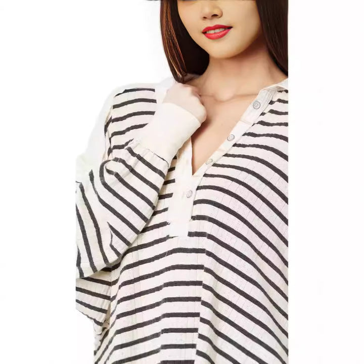 Dame Casual Oversized Pullover med stribemønster Stilla