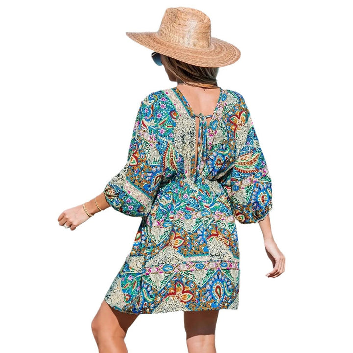 Dame Strandkjole med bohemian-inspireret mønster og løs pasform Stilla