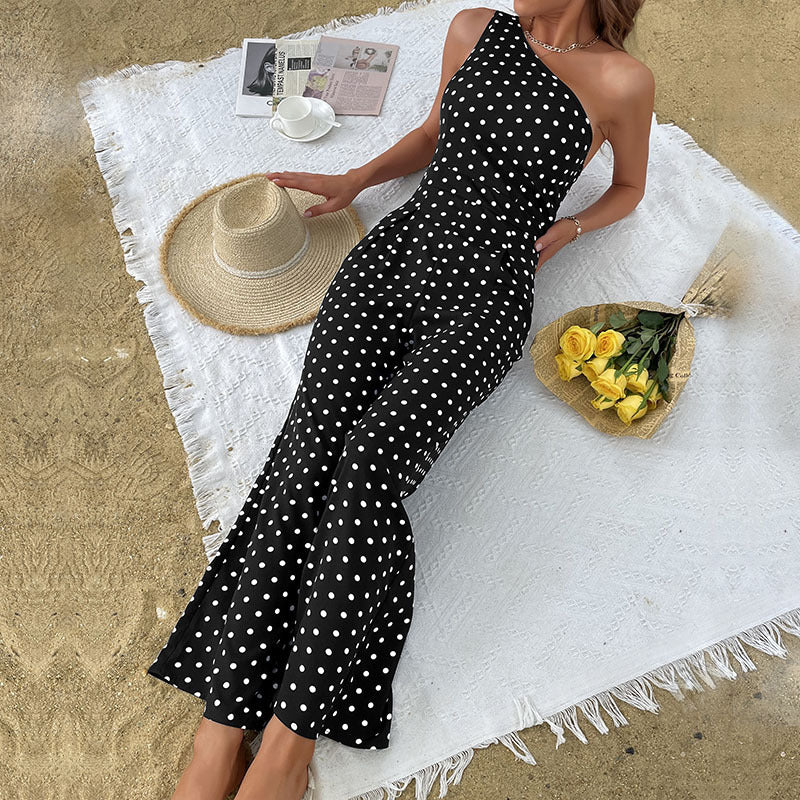 Damer asymmetrisk polka-dot maxi-kjole Stilla