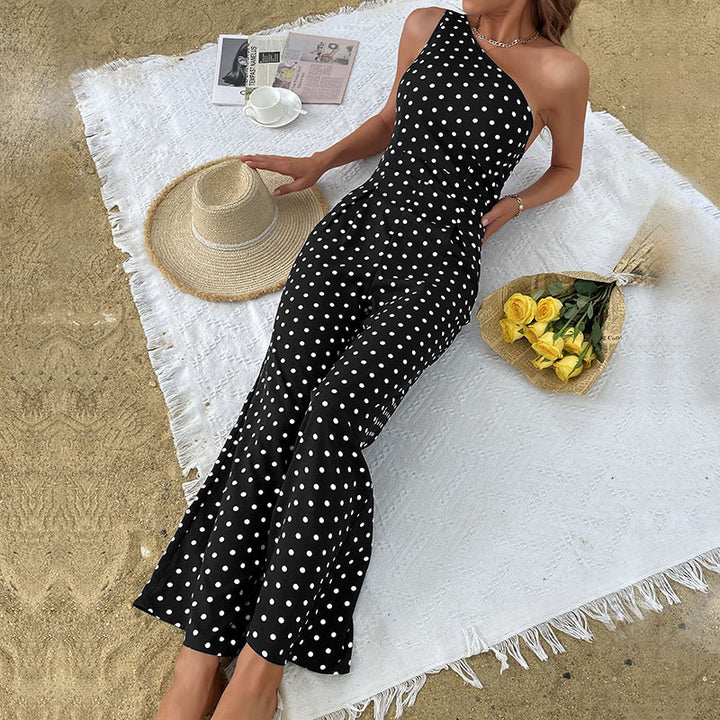 Damer asymmetrisk polka-dot maxi-kjole Stilla