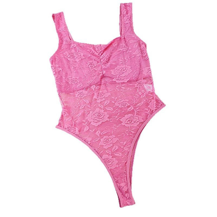 Dame spids-bodysuit med floral design og konturerende snit Stilla
