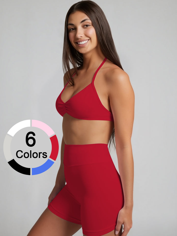 Dame Sporty bikini sæt med højt skårne shorts og elastisk støtte Skovae