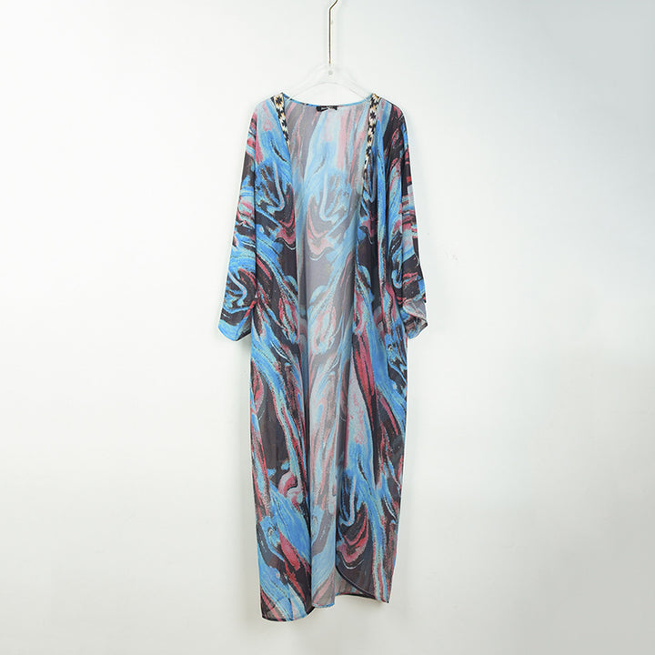 Dame Strandkimono med elegant bølgedesign og luftig snit Stilla