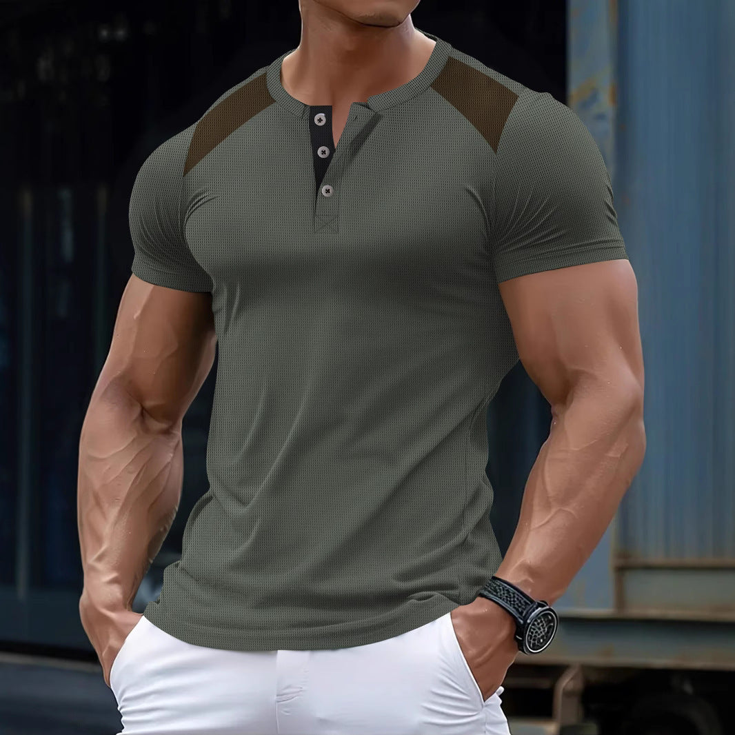 Herren funktionsskjorte med moderne henley-udskæring og mesh-indlæg Stilla