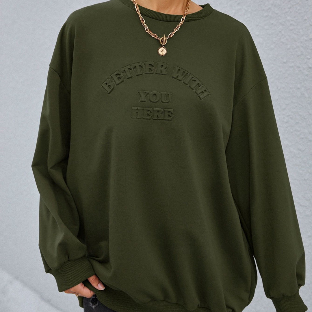 Kvinders afslappede sweatshirt med prægede bogstaver Stilla