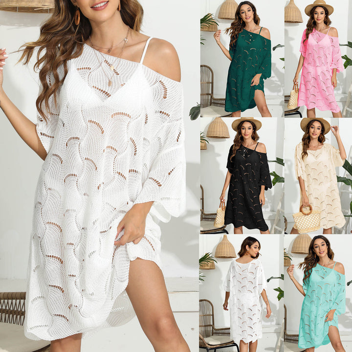 Femme Letvægts Åben Strik Strand Kaftan Stilla