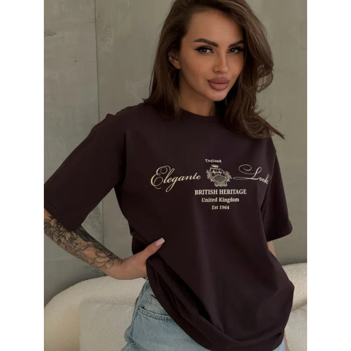 Dame T-shirt med elegant tekst og afslappet pasform Stilla