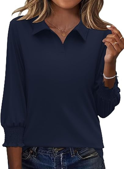 Dame Elegant Polo Shirt med Ruffle Detaljer Stilla
