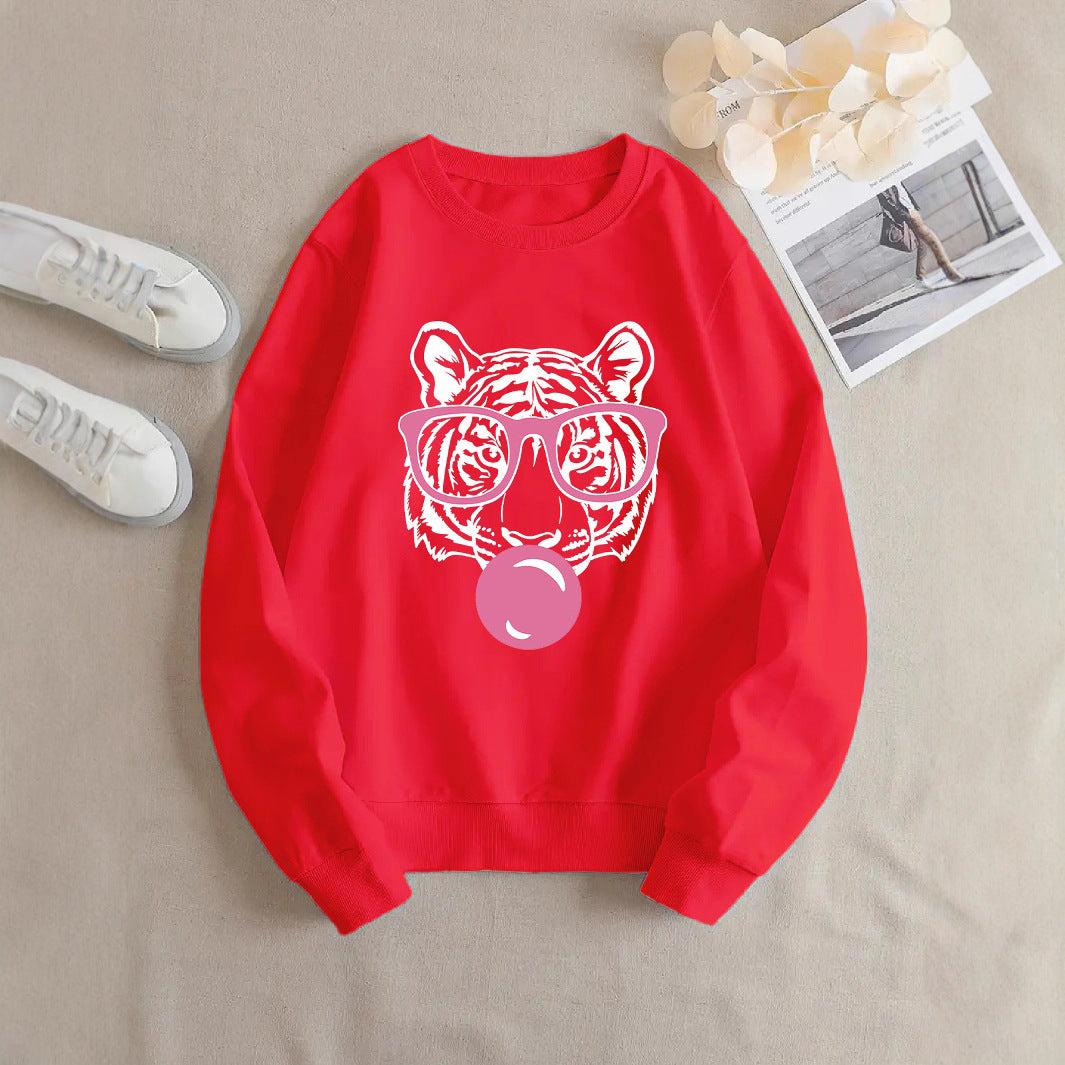Kvinders sweatshirt med kreativ tiger design og afslappet snit Stilla