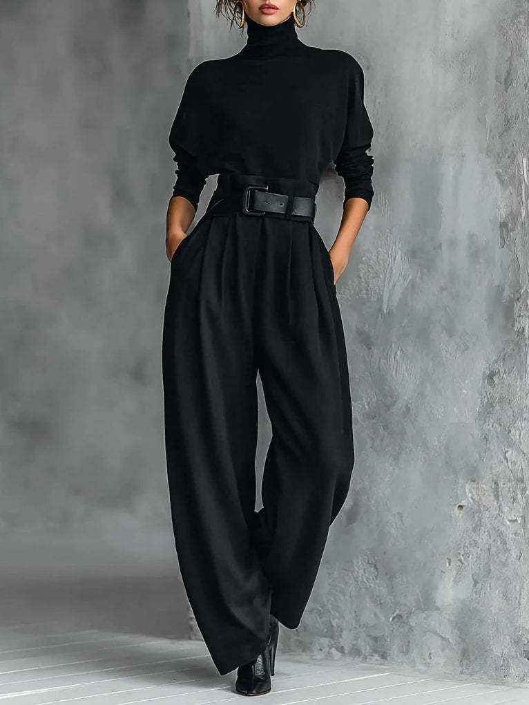 Kvindernes utility jumpsuit med høj krave og taljebælte Stilla