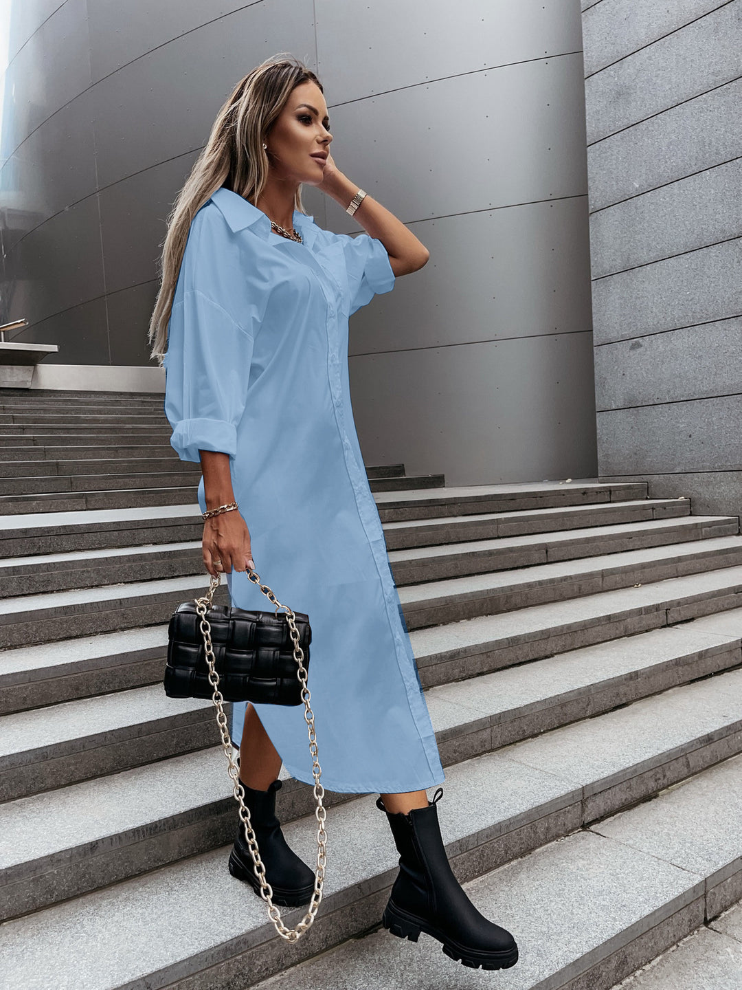Dame Oversized Skjortekjole Stilla