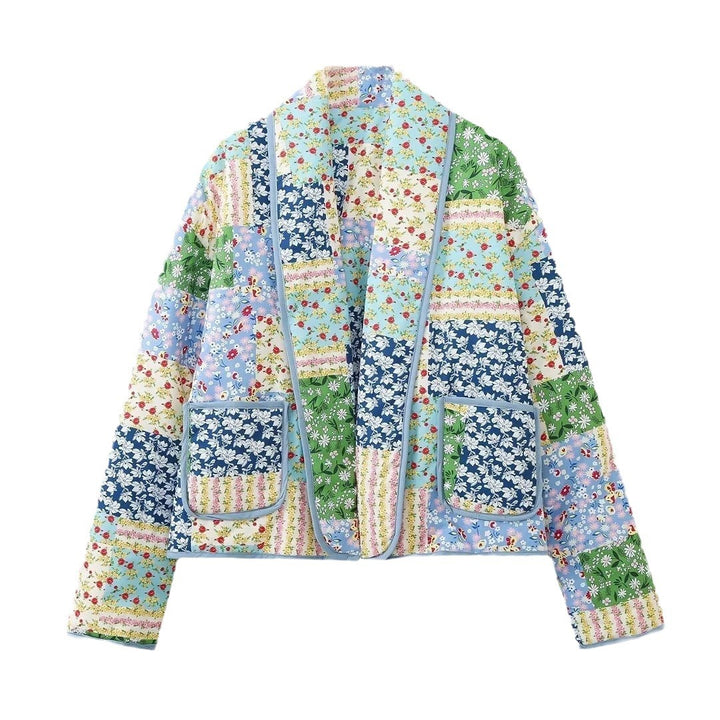 Kvinders patchwork kimonojakke i romantisk design med praktiske lommer Stilla