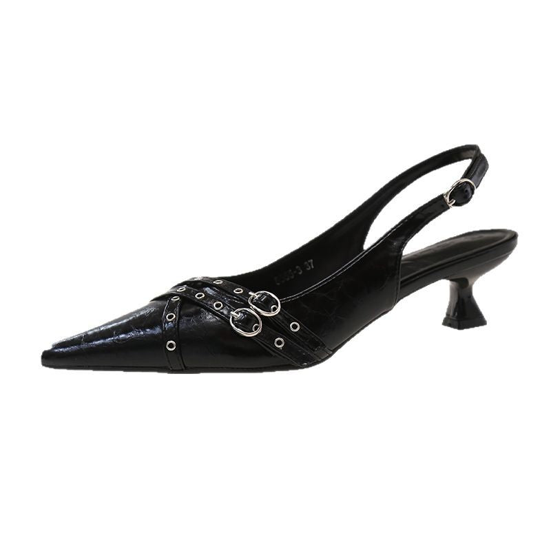 Femme Spidse Tæer Slingback Hæle med Dekorativ Rem Design Stilla