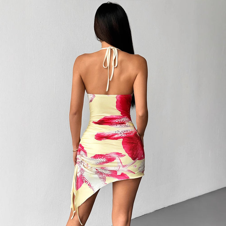 Dame badedragt med blomsterprint og asymmetrisk snit Skovae