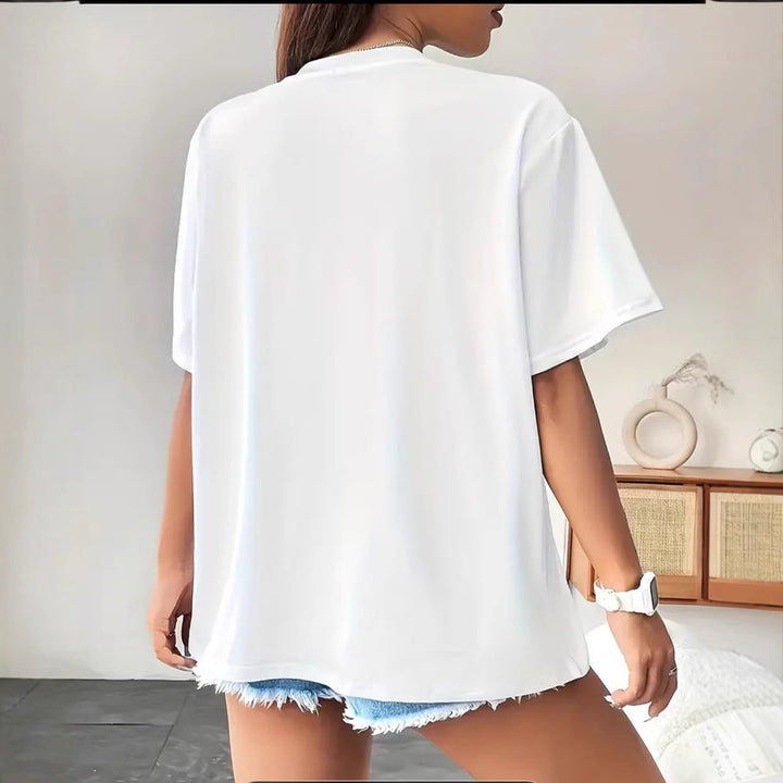 Dame T-shirt med broderet New York tryk Stilla