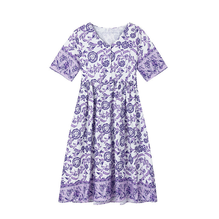 Dame Floral Print A-linie Sommerkjole Stilla