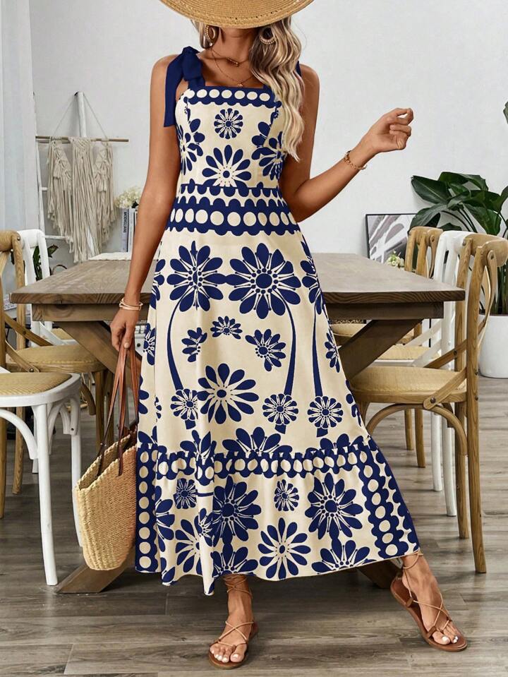 Dame Blomster Maxi Kjole Stilla