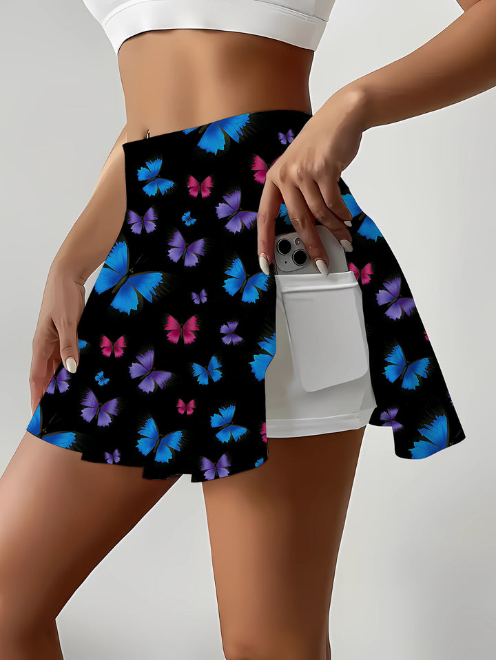 Dame sommerfugltryk Active Skort Stilla