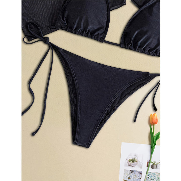 Dame bikini-sæt med gennemsigtige ærmer og justerbar snøring Stilla