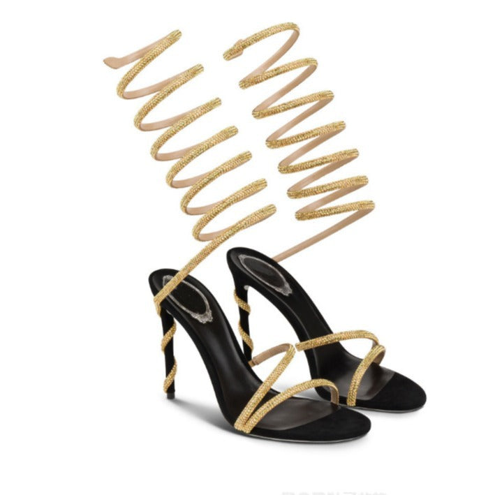 Femme Stiletto Høje Hæle Sandaler med Krystaludsmykning Stilla