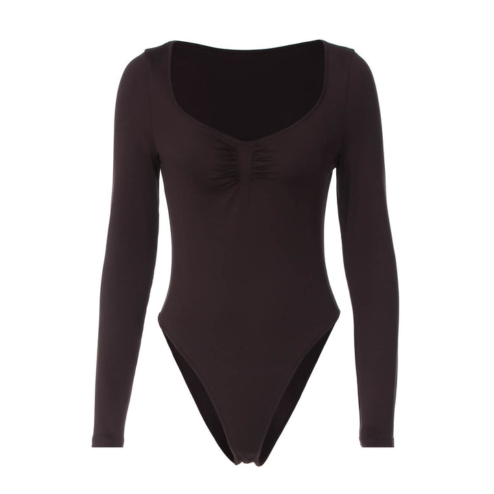 Dame Langærmet Bodysuit med elegant rynkeeffekt Skovae