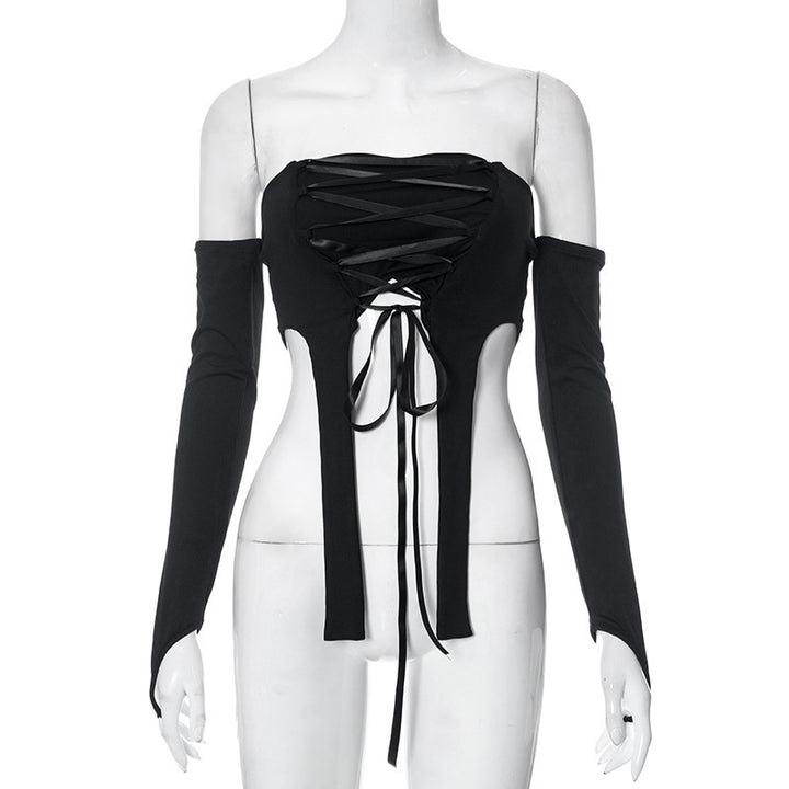 Dame elastisk Off-Shoulder Top med detaljeret snøring Skovae