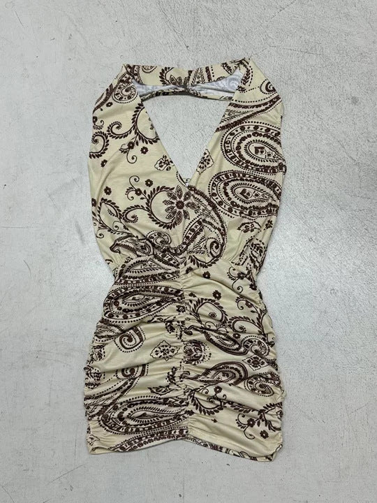 Dame Vendbart Mini-Kjole med raffinerede Draperinger Skovae