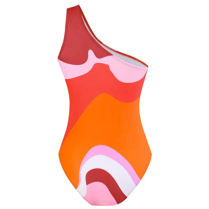 Dame asymmetrisk badedragt med transparent pareo Stilla