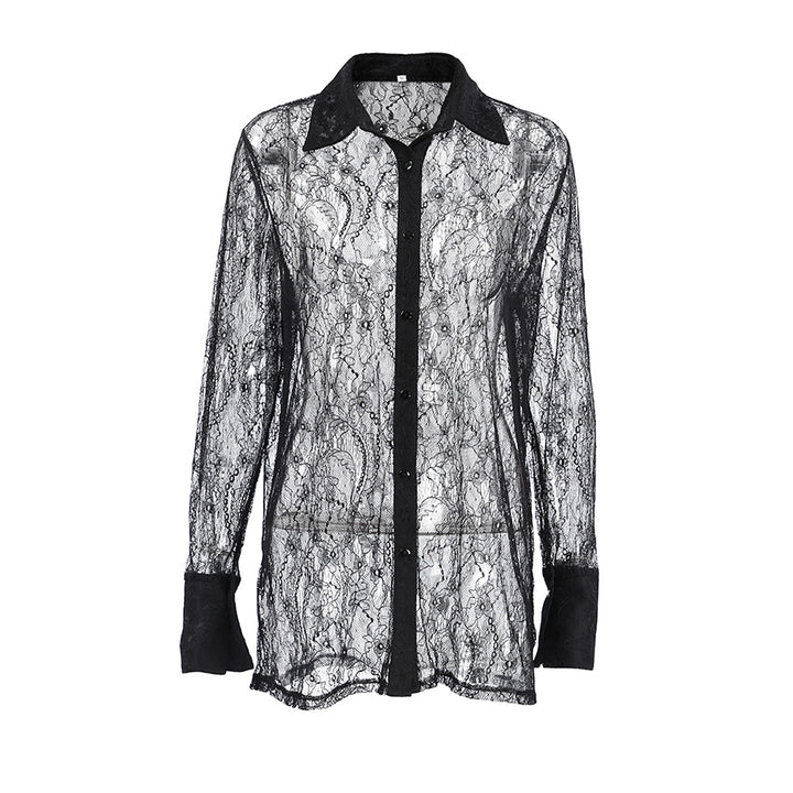 Dame Gennemsigtig Spidsbluse i afslappet Oversized-snit Stilla
