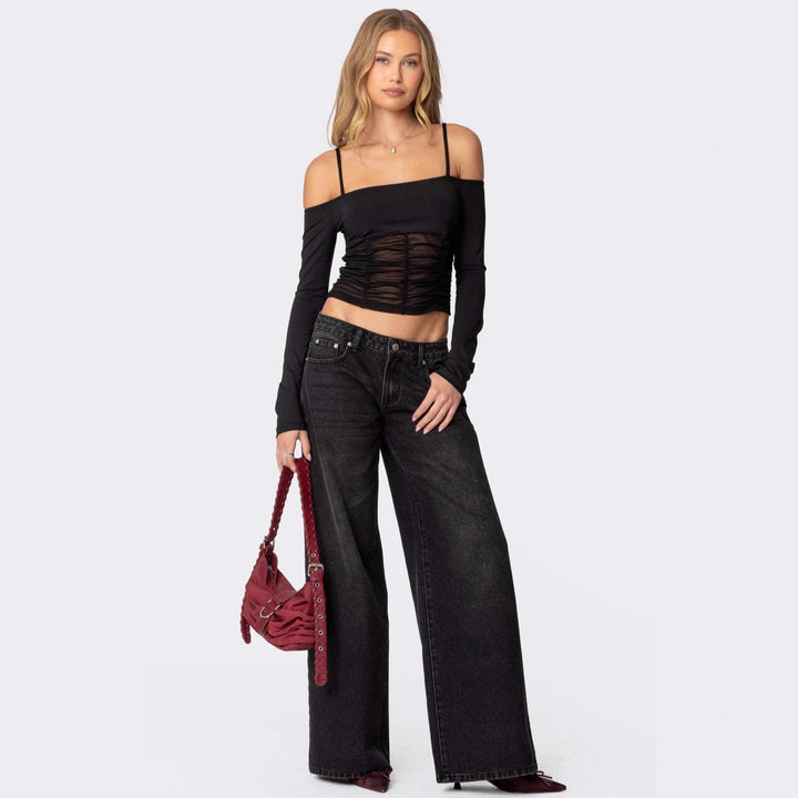 Dame casual flared jeans med bred ben Skovae