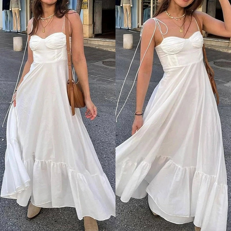 Dame Longdress med legende flæseafslutning Stilla