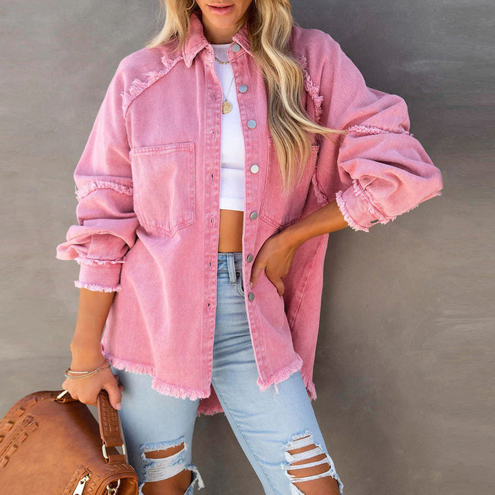Femme Distressed Denim Overshirt Stilla
