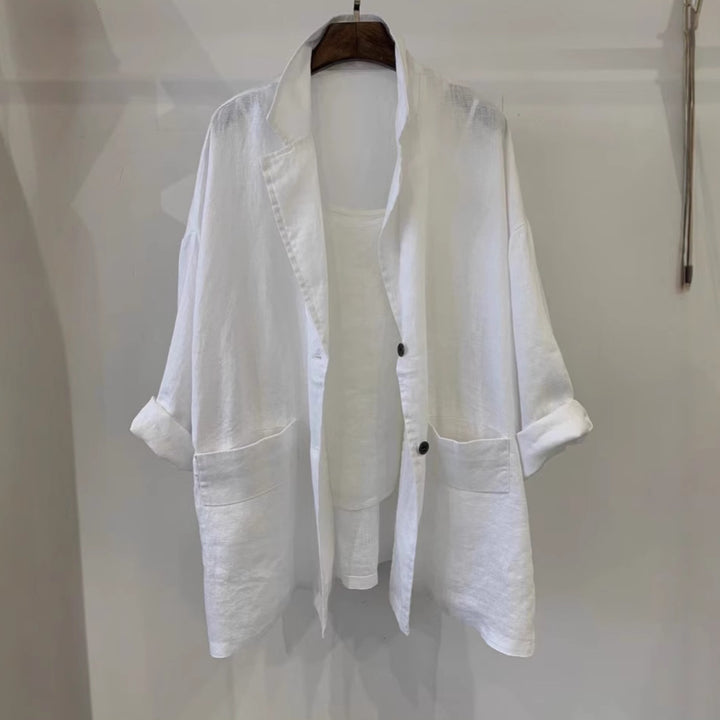 Dame Relaxed Fit Stribet Linned Blazer Stilla