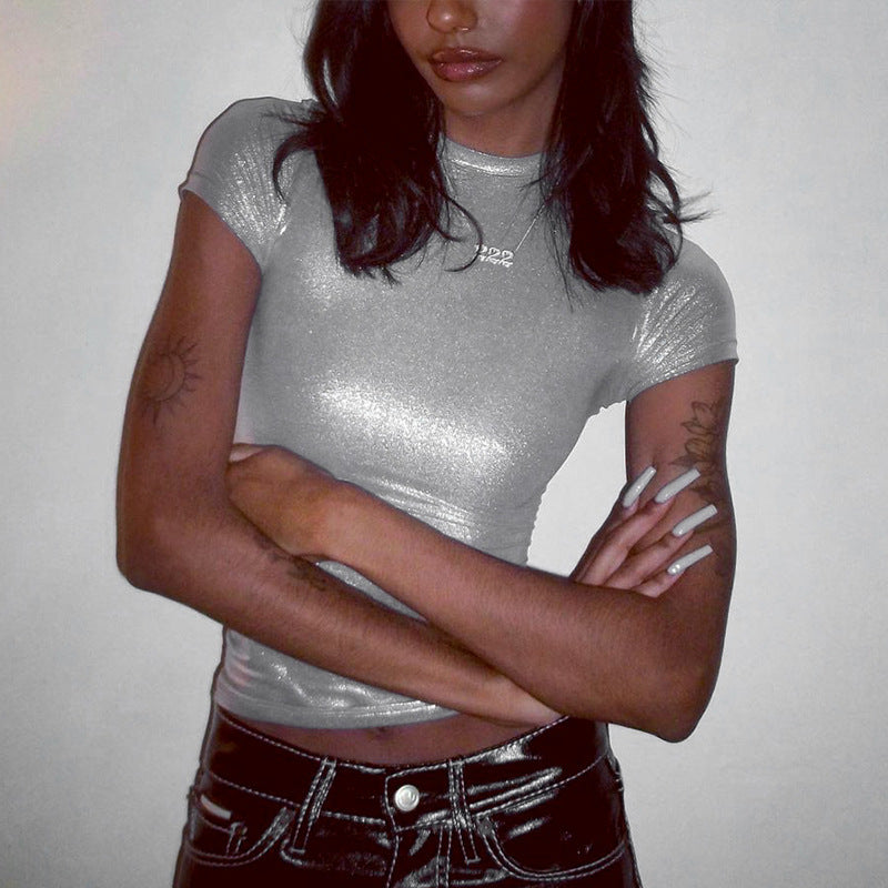 Stilla | Metalisk Forår Slim Fit T-shirt
