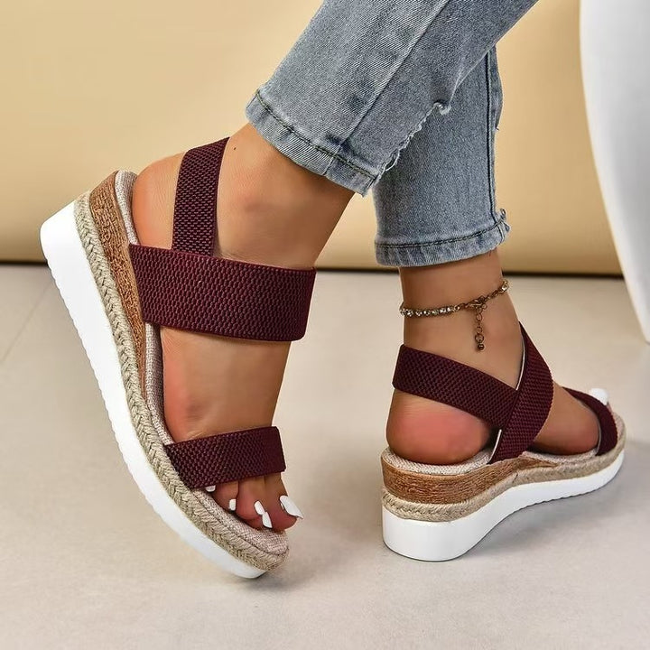 Dame Wedge-sandaler med flettet jute-look og behagelig sål Stilla