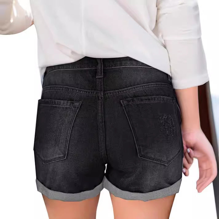 Dame Zerrissede Denim-Shorts med modepræg og afslappet snit Stilla