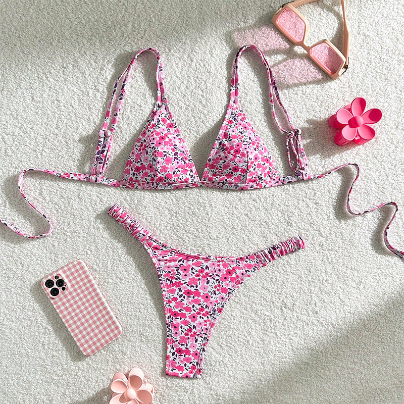 Dame Triangel-Bikini med florale accenter Skovae