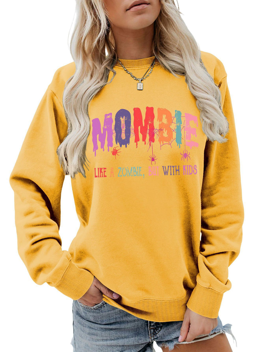 Dame sweatshirt med kreativt zombie-motiv Stilla