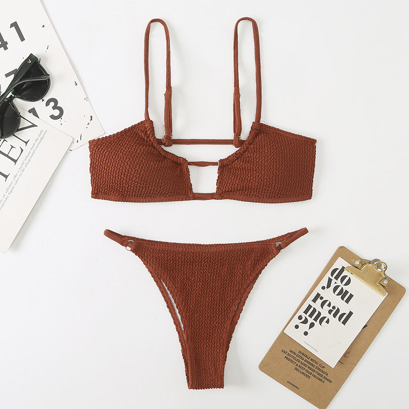 Dame bikini top og underdel med raffineret netdesign og justerbare stropper Stilla